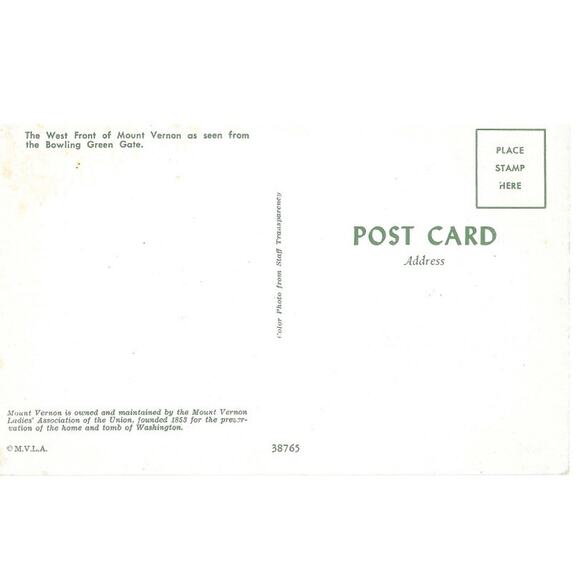 Mount Vernon The West front As Seen From the Bowling Green Gate - Picture 2 of 2